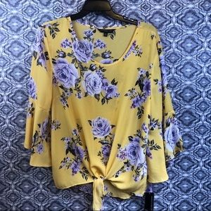 Yellow & Purple Flowy Lightweight Blouse